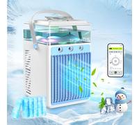 Condizionatore Portatile Silenzioso,Ventilatore 5 in 1 Raffreddatore d'Aria Mini,Condizionatore D'aria Portatile,Condizionatore Portatile Senza Tubo,800ML Umidificatore 3 Velocità E 3 Modalità Nebbia