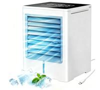 Condizionatore Portatile, USB 3 in 1 Mini Climatizzatore Silenzioso, Aria Condizionata Ad Acqua 470ml 3 Velocità, Timer, Display Touch, Raffrescatore D'aria per Uso Personale, Camera Da Letto, Ufficio