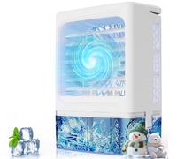 Condizionatori d'aria portatili, 3 velocità del vento, serbatoio dell'acqua da 900 ml, silenzioso e portatile, umidificatore e timer 2/4 ore, ventola di raffreddamento personale con luce a 7 colori