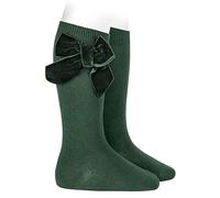 Condor Calzini in cotone con fiocco laterale in velluto per neonato e bambina da 3-6 mesi a 10 anni Verde Bottiglia 0 (6-12 mesi)