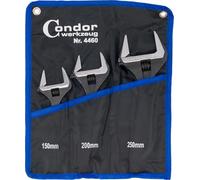 CONDOR Tool 4460 - Set di chiavi inglesi, 3 pezzi, impugnatura gommata, 36-51 mm, chiave inglese regolabile, con scala e foro di sospensione