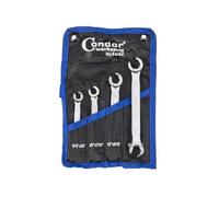 CONDOR Utensile 84-4Z | Set di chiavi di cablaggio | 4 pezzi | totale | 5/16 - 11/16" | Set di chiavi ad anello aperte | Set di chiavi per tubi del freno, attrezzi professionali per officina e fai da