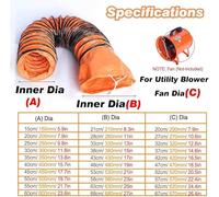 Condotto Aria Tubo Flessibile per Aria in PVC Tubo portatile del condotto di ventilazione con anelli a forma di D e corde regolabili, Materiale di vinile forte(L 2m/6.5 Ft,Ld(A) 160MM/6.2 in)