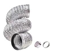 Condotto flessibile in alluminio, con 2 fascette stringitubo in acciaio inox, tubo flessibile di sfiato dell'asciugatrice, aspirazione dell'aria(1.5m,160mm)