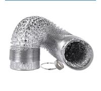 Condotto flessibile in alluminio, Tubo flessibile di sfiato for asciugatrice, elastico, regolabile, nero, argento, 2 strati(5m,180mm)