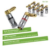 Conecto Banane Stecker 8er-Set 90° Per Cavi Altoparlante Fino 6mm²