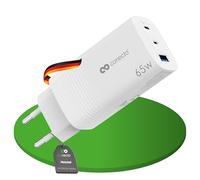 Conecto Caricatore USB-C, 3 Porte USB-C + A, 65W Max PD, Caricatore Rapido GaN per Telefoni Cellulari, Bianco