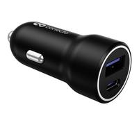 conecto caricatore USB-C, caricatore per auto da 12 V, 2 porte, 1x USB-C 20 Watt Max. PD, 1x USB A 18 watt max., caricatore rapido, caricatore per telefoni cellulari, nero
