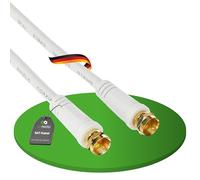Conecto Cavo Antenna SAT 5,00m 4 Volte Schermato Connettore F, per HDTV, Ricevitore, Satellite, DAB, Radio, Bianco