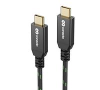 conecto, cavo dati e ricarica da USB-C a USB-C, USB 3.1, Gen 2, funzione di ricarica rapida, 5A/100W, 10 GB/s, 4K 60Hz, rivestimento in nylon, nero/verde, 1,00 mt