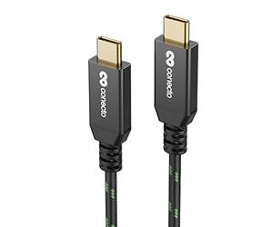conecto, cavo di ricarica da USB-C a USB-C, USB 2.0, funzione di ricarica rapida, 480 MB/s, 5 A/100 W, alloggiamento in alluminio, nero/verde, 0,30 m