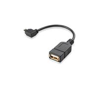 conecto cavo OTG, spina micro USB a presa USB-A, placcato oro, 90°, 10cm, nero