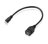 conecto cavo OTG, spina Micro USB B a presa USB-A, placcato oro, 20cm, nero