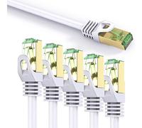 conecto CC50445 Cavo di rete Ethernet RJ45 (S/FTP, PIMF, CCA AWG26 / 7), con cavo crudo Cat7, 15,0m (5+1 gratis), bianco