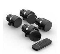 conecto prese di corrente radiocomandate con telecomando da esterno, 2300 Watt, 230V, 4 x presa di corrente con radiocomando, set da esterno, IP44, risparmio energetico, portata 30m, nero