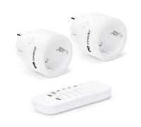 conecto® Set di prese wireless: 2 prese wireless e 1 telecomando, uso interno, 2300 watt, design compatto, bianco