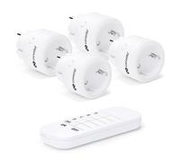 conecto® Set di prese wireless: 4 prese wireless e 1 telecomando, uso interno, 2300 watt, design compatto, bianco