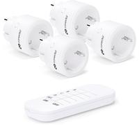conecto® Set di prese wireless: 4 prese wireless e 1 telecomando, uso interno, 2300 watt, design compatto, bianco