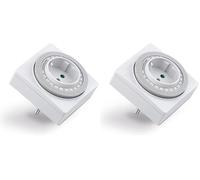 conecto timer meccanico per presa a muro, timer 24 ore, 96 segmenti di commutazione, interruttore per on/off, IP20, 3500 Watt, bianco (Confezione da 2)