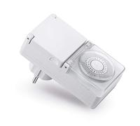 conecto timer meccanico per prese, interno ed esterno, timer 24 ore, 96 segmenti di commutazione, IP44, 3500 W, bianco
