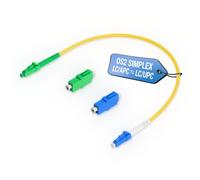 Conectra® - 35cm Cavo Fibra Ottica OS2 LC/APC-LC/UPC Simplex + Accoppiatori | Monomodale G.657.A2 9/125 µm, Colore Giallo, Ø 3 mm, LSZH Senza Alogeni, Bretella Corta, 2 Accoppiatori Femmina/Femmina