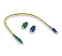 Conectra - Set di cavi in fibra ottica con adattatori abbinati | OS2 | LC/APC su LC/UPC | Colore Giallo | Singlemode | Simplex | ideale per reti domestiche FTTH (lunghezza 35 cm)