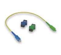 Conectra - Set di cavi in fibra ottica con adattatori abbinati | OS2 | SC/APC su SC/UPC | Colore Giallo | Singlemode | Simplex | ideale per reti domestiche FTTH (lunghezza 35 cm)