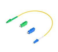 Conectra® - Set di cavi in fibra ottica con adattatori compatibili | OS2 | LC/APC su LC/UPC | Colore Giallo | Singlemode | Simplex | ideale per reti domestiche FTTH (lunghezza 35 cm)
