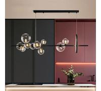 CONERY Lampada a Sospensione Moderna in Metallo con Sfera, lampadario in Vetro a 7 luci/10 luci, Lampada a Sospensione Industriale a Sospensione a soffitto Nero per Camera da Letto, Soggiorno, Cucina