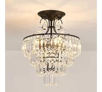 CONERY Lampada da soffitto in cristallo semi-incasso moderna di lusso E12 X 9 luci illuminazione da soffitto rotonda luci di cristallo dimmerabili a 3 colori per soggiorno camera da letto cucina cucin