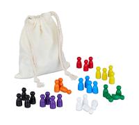 Relaxdays Conetti per Giochi da Tavolo, Set da 160 Pedine, 8 Colori, Legno, con Borsa, Coni per Halma, Ludo, Multicolore, Cotone, 2,5 x 1,2 cm