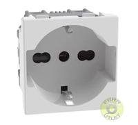 conf. 10 pz. BTicino JW4140A16 - Presa bipasso Shuko MatixGO 2 moduli bianco