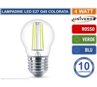 CONF. 10PZ LAMPADINE LED E27 COLORATA 4W MINIGLOBO G45 A FILAMENTO 440 LUMEN [EEK: A+]