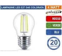 CONF. 15PZ LAMPADINE LED E27 COLORATA 4W MINIGLOBO G45 A FILAMENTO 440 LUMEN [EEK: A+]