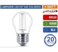 CONF. 10PZ LAMPADINE LED E27 COLORATA 4W MINIGLOBO G45 A FILAMENTO 440 LUMEN [EEK: A+]
