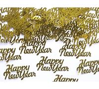 Conf. 3gr Coriandoli a Forma di Scritta in Corsivo Happy New Year Colore Oro Ideali Per Capodanno - Confetti Tavola Cenone
