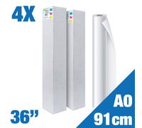 Conf. 4 Pz - Rotolo A0 Carta Plotter Naturale - Rotolo A0 (91,4cm x 50m) 90 g/mq