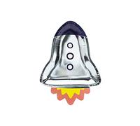 PartyDeco Conf. 6 Piatti in Cartoncino a Forma di Razzo Spaziale per Space Party, 21,5 x 29,5 cm