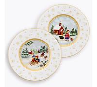 Conf. 6 piatto dolce cm.22, 2 decori assortiti in porcellana, Dec. TOYS NATALE