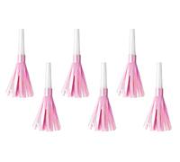 PartyDeco- Conf. 6 Trombette Fischietti con Frange Rosa per Feste e Compleanni, Colore, HOR1-081J