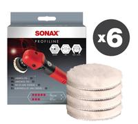 Conf. 6 X 4 Pz Tampone In Lana D'agnello Per Lucidatrice Rotativa Ø 80 mm