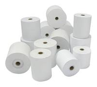 conf. da 10 ROTOLI TERMICI PER POS BANCOMAT CARTA DI CREDITO 57 mm X 10 mt (dimensioni : larghezza 5,7cm x diametro esterno 1,9 cm x foro interno 1,2 cm x lunghezza carta 10 mt)