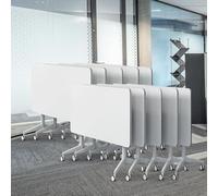 Conference Room Table, 2-10 People Folding Conference Tables with Wheels, White Flip Top Large Rectangular Meeting Seminar Desk(10, 61.0" Lx19.6 Wx29.58 H)