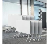 Conference Room Table, 2-10 People Folding Conference Tables with Wheels, White Flip Top Large Rectangular Meeting Seminar Desk(8, 55.1" Lx21.6 Wx29.58 H)