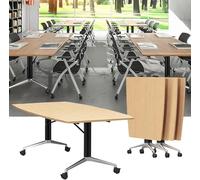 Conference Room Table,Training Rooms Flip Top Mobile Training Table,Splicing Meeting Desk Up with Lockable Wheels for Office Meeting Folding Conference Desk(2PCS 47.2 * 31.5 * 29.5in)