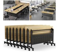 Conference Table Foldable 6ft, Rectangular Meeting Room Tables with Silent Caster Wheels, Mobile Conference Room Desk, Metal Frame, Large Folding Desk for Study Working