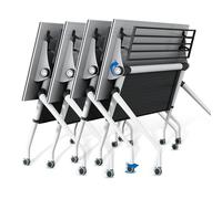 Conference Table, Folding Conference Room Table with Silent Wheels 55" D X 23.6" W X 29.5" H,Large White Seminar Meeting Training Room Desk for Boardroom Classroom Office(4PCS)