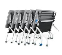 Conference Table, Folding Conference Room Table with Silent Wheels 55" D X 23.6" W X 29.5" H,Large White Seminar Meeting Training Room Desk for Boardroom Classroom Office(6PCS)