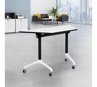 Conference Table, Folding Conference Room Tables with Flip-Top Design, Modern Rectangle Meeting Seminar Desk, Mobile with Wheels for Offices, Classrooms, and Meeting Room