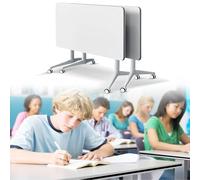 conference table,white office folding Flip Top Mobile Training Desk 47.2" D x 23.6" W x 29.5" H The rounded Desk with wheels is convenient and fast, suitable for office, Meeting Tables(2Pcs)